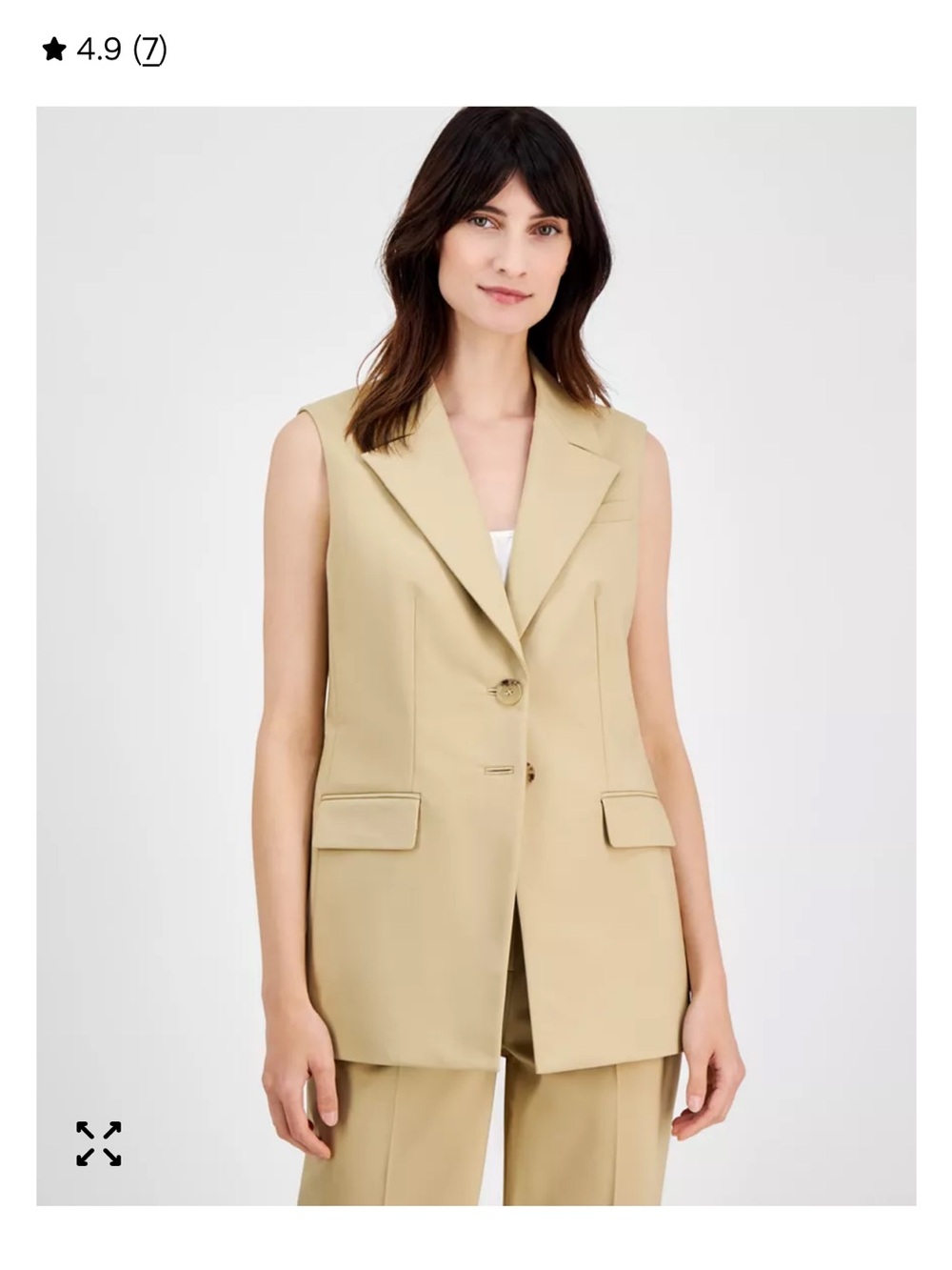 NWT Anne Klein Coffee Cream Petite Vest Sleeveless Blazer 2P